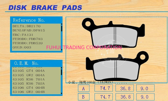 Good thermal recession and recovery Motorcycle disc Brakes Pads kit WH125 / WY125