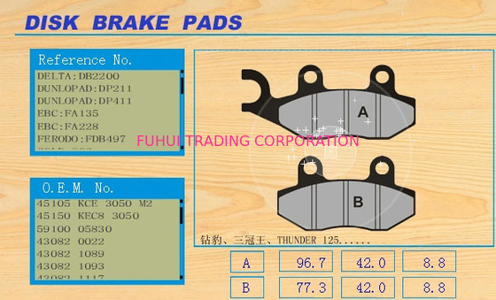Size 96.7 waterproof , non-noise motorcycle brakes pad ZB / SGW / THUNDER125