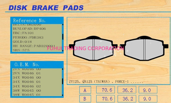 Good thermal recession Motorcycle Disc Brakes Pad ZY125 / QN125(TAIWAN) FORCE-1